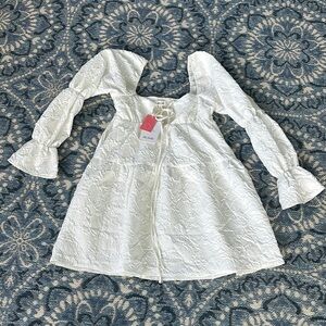 ASOS The Frolic floral textured smock dress in white - New